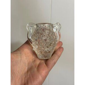 VTG LE Smith Clear Glass Toothpick Holder – Button & Daisy Pattern 2.5" Vase